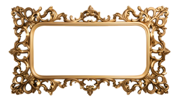 AI generated Antique gold picture frame isolated png