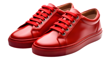 AI generated Pair of red shoes, red sneakers isolated png