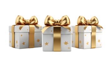 AI generated Gift box with golden ribbon isolated png