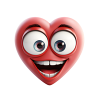 ai generato 3d Sorridi viso con cuore, 3d cuore, cartone animato, cuore isolato, trasparente png