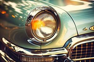 AI generated Close-Up of Front End of Classic Car photo