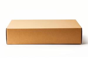 AI generated empty cardboard box on top isolated on white Background photo