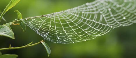 AI generated Close-Up of a Spider Web on a Leaf photo