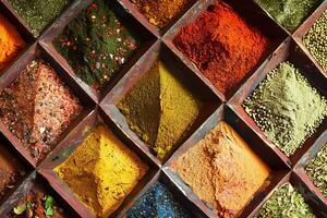 AI generated Assorted Spices in a Box photo