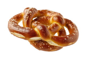 ai gerado delicioso pretzel com uma salgado crosta e uma distintivo isolado em transparente fundo png