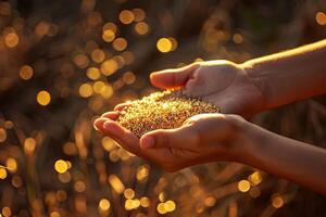 AI generated Person Holding Seed in Hands photo