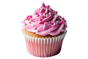 AI generated pink cupcake isolated on transparent background png