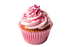 AI generated pink cupcake isolated on transparent background png