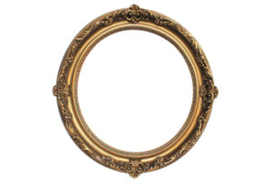 AI generated Antique gold oval frame isolated on transparent background for art display png