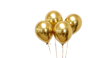 AI generated golden party balloons isolated on transparent background png