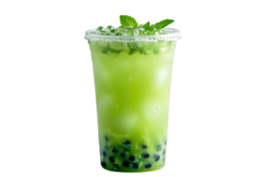 AI generated Green bubble tea isolated on transparent background png