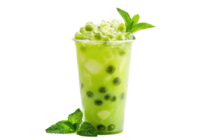 AI generated Green bubble tea isolated on transparent background png