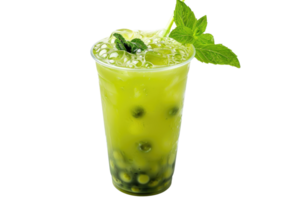 AI generated Green bubble tea isolated on transparent background png