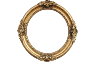 AI generated Antique gold oval frame isolated on transparent background for art display png