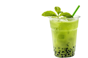 AI generated Green bubble tea isolated on transparent background png