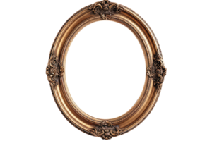 ai generiert Antiquität Gold Oval Rahmen isoliert auf transparent Hintergrund zum Kunst Anzeige png