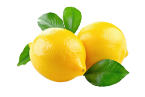 AI generated Lemon with leaf isolated on transparent background png