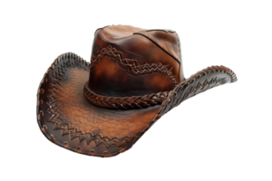 AI generated Brown leather cowboy hat isolated on transparent background png