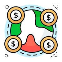 An editable design icon of global money vector