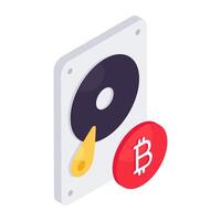 A trendy vector design of bitcoin hard disk