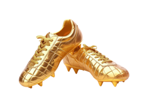 ai generiert Gold Fußball Schuhe isoliert auf transparent Hintergrund png