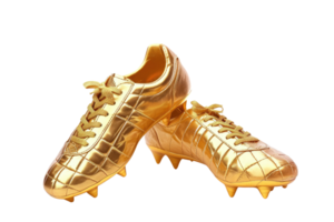 AI generated gold soccer shoes isolated on transparent background png