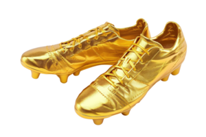 ai gegenereerd goud voetbal schoenen geïsoleerd Aan transparant achtergrond png