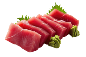 AI generated Tuna sashimi isolated on transparent background. Raw tuna fish png