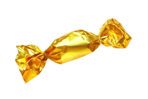 AI generated Golden candy wrapper isolated on transparent background png