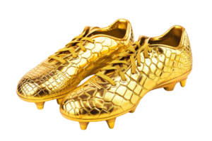 AI generated gold soccer shoes isolated on transparent background png