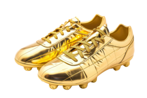 AI generated gold soccer shoes isolated on transparent background png