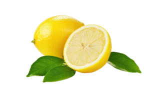 AI generated Lemon with leaf isolated on transparent background png