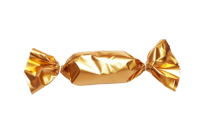 AI generated Golden candy wrapper isolated on transparent background png