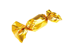 AI generated Golden candy wrapper isolated on transparent background png