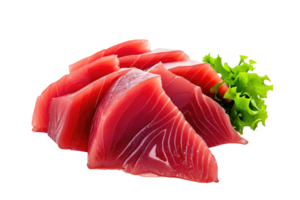 AI generated Tuna sashimi isolated on transparent background. Raw tuna fish png