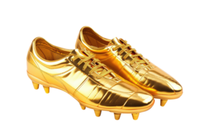 AI generated gold soccer shoes isolated on transparent background png