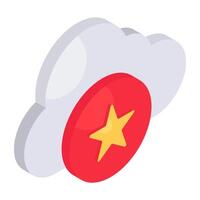 An isometric design icon of favorite cloud vector