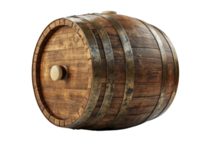 AI generated wooden oak barrels on transparent background png