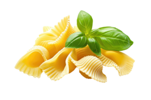 ai generado conchiglie rigate pasta con albahaca en transparente antecedentes png