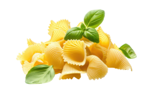 ai generiert conchiglie rigate Pasta mit Basilikum auf transparent Hintergrund png