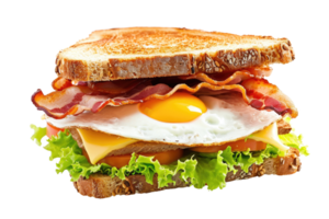 AI generated Sandwich with bacon cheese and egg Isolated on transparent background png