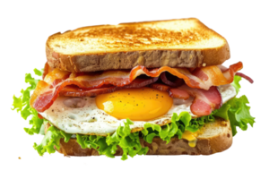 AI generated Sandwich with bacon cheese and egg Isolated on transparent background png