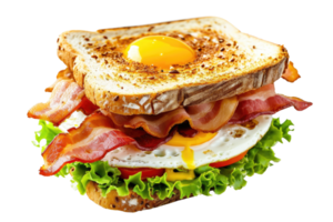 AI generated Sandwich with bacon cheese and egg Isolated on transparent background png