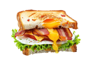 AI generated Sandwich with bacon cheese and egg Isolated on transparent background png