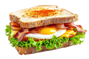 AI generated Sandwich with bacon cheese and egg Isolated on transparent background png