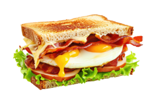 AI generated Sandwich with bacon cheese and egg Isolated on transparent background png