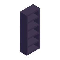 Trendy isometric design icon of wooden shelves vector