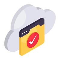 prima descargar icono de verificado nube vector