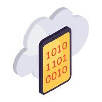 A premium download icon of cloud binary data vector