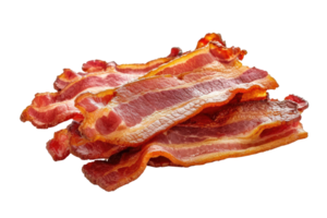 ai generato delizioso cucinato Bacon fette isolato trasparente sfondo png